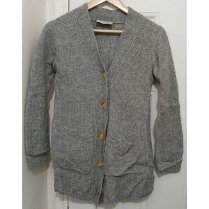 Everlane womens small fine wool alpaca cardigan sweater gray button front